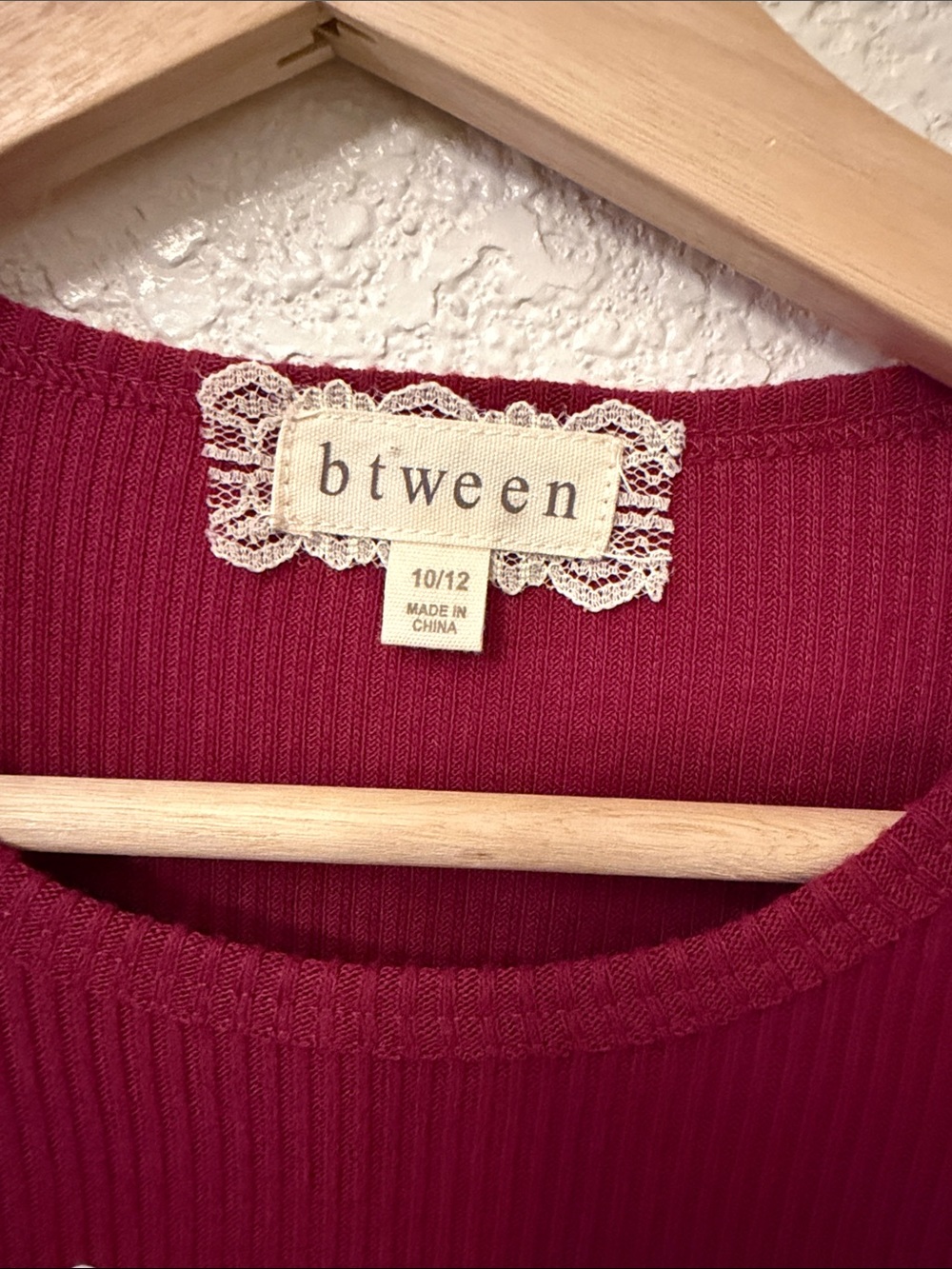btween Ribbed Crewneck Tunic Dress in Berry
